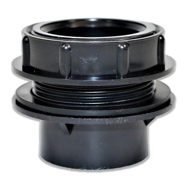 43mm Threaded Tank Connector | PVC Bulkhead Fitting for 1.5" / 40mm Black Solvent Weld, Domestic Waste, Ponds, Gardens, Water Features, Drainage