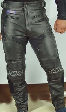 HS Motorcycle Leather Pants Biker Touring Solid