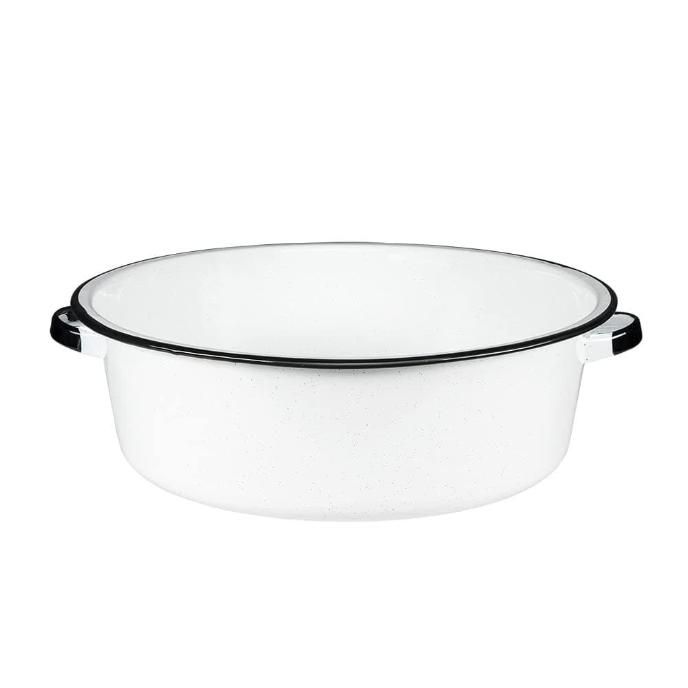 Granite Ware Enamel on Steel Dish Pan, 15-Quart Capacity - Sturdy Side Handles for Easy Lifting - Versatile for Boiling, Canning, Preparing Large Batches of Meals (Speckled White)
