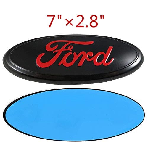 1 New 7 Inch Front Grille Tailgate Emblem 3D Oval 3M Double Side Adhesive Tape Sticker Badge for Ford Escape Excursion Expedition Freestyle F-150 F-250 F350 (Black+Red)