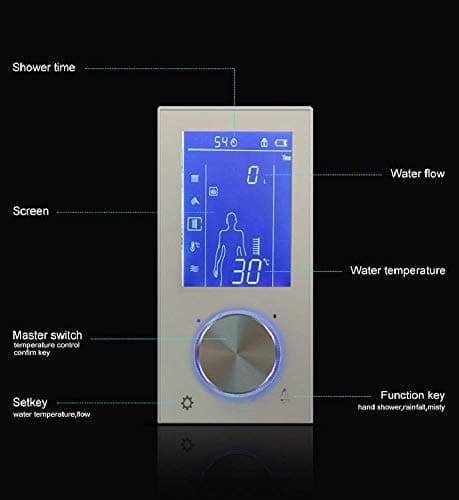 ONLT Shower System, LED Thermostatic Shower Set, Spa Spray, Rainfall Shower Head, Bathroom Shower with Hand Shower, 19.5 Inch Chrome Finish Shower Faucet Set(HM-850005)