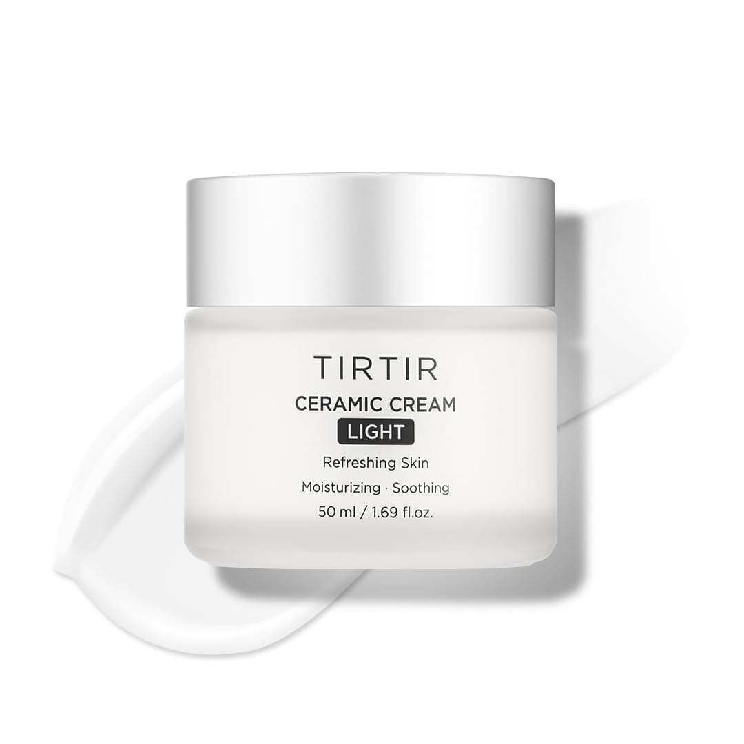 TIRTIR Ceramic Cream Light | Deep moisturizer for Glass Skin, Polyglutamic acid, Centella Asiatica Extract, Skin barrier, Lightweight, Mild, | Nature derived ingredients | Dry skin, Korean skincare