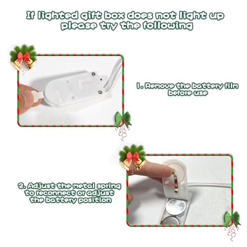 Set of 3 Lighted Gift Boxes Christmas Decorations,Pre-lit Light Up Boxes Ornaments,Battery Powered Outdoor Christmas Tinsel Boxes Decoration with Bows for Xmas Tree Decor