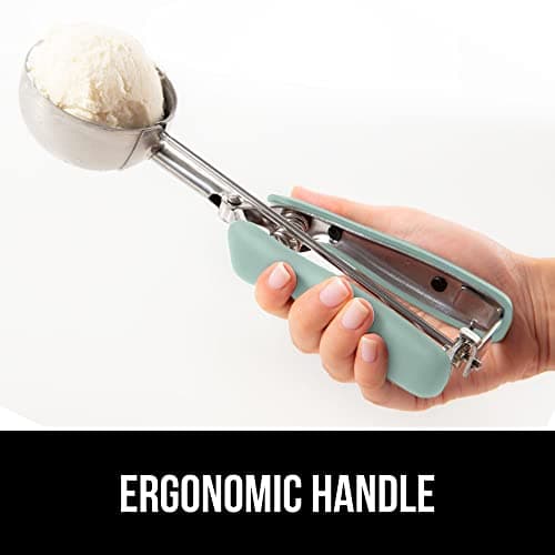 Gorilla Grip Premium Cookie, Fruit and Ice Cream Spring-Loaded Scoop, 2 TSP X-Small Capacity, Comfortable Scooper Handle for Easy Squeeze, Durable Stainless Steel, Uniform Portions Every Time, Mint