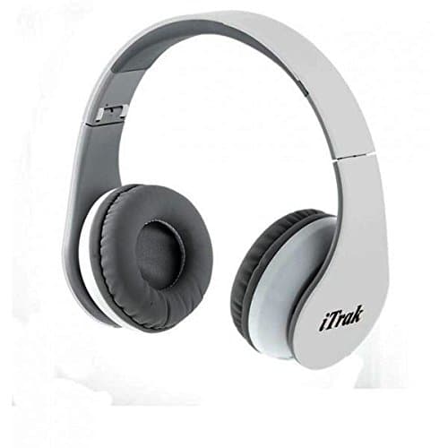 Wireless Bluetooth Headphone; Over Ear; Foldable; Noise Canceling; Audio Streaming & Call Microphone for Online Class, Home Office + USB Charging & Aux in Cable iTrak BTH024WMO (White)