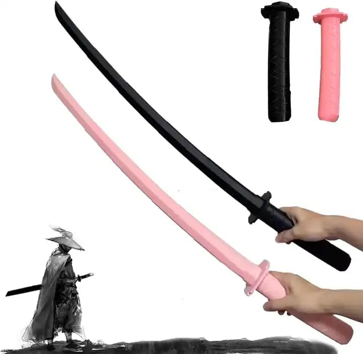Kid Samurai Ninja Katana Plastic Sword (Black & Pink)