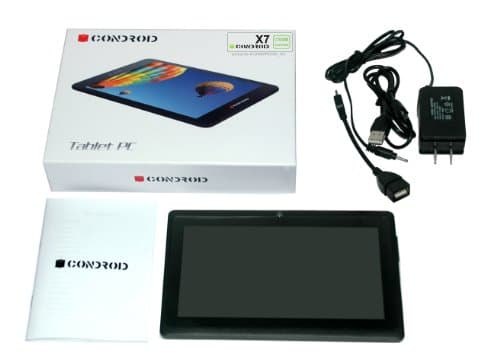 "Condroid X7 Tablet PC Computer Google GMS Certificated Dual Core 1.5 GHz Google Android 4.2 System 512M RAM 8GB ROM Capacitive Multi-touch LCD Screen (Black)"