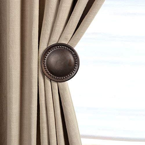 Deco Window 2 Pcs Curtain Holdback for Curtains Wall Mounted Metal Drapery Hook for Door Window Treatment-Spin Medallion(Brown)