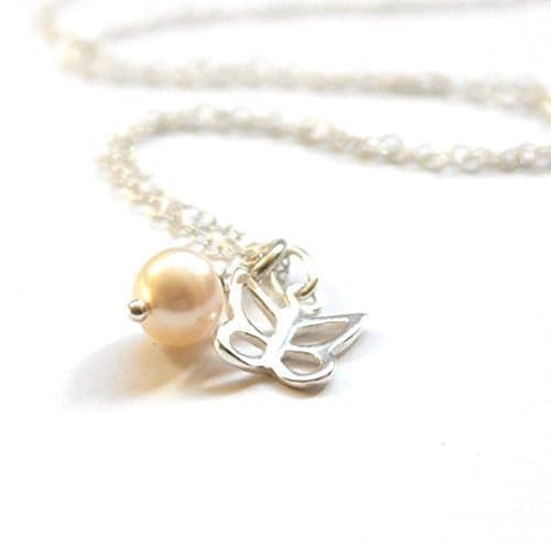 Butterfly Sterling Silver Pearl Drop Necklace