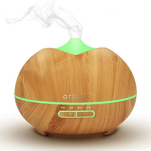 450ml Essential Oil Diffuser, Ottbox Aroma Diffuser Wood Grain Cool Mist Humidifier with 7 Color LED Lights,4 Timer Settings,Waterless Auto Shut-off Aromatherapy Diffuser for Home Office Yoga Gift