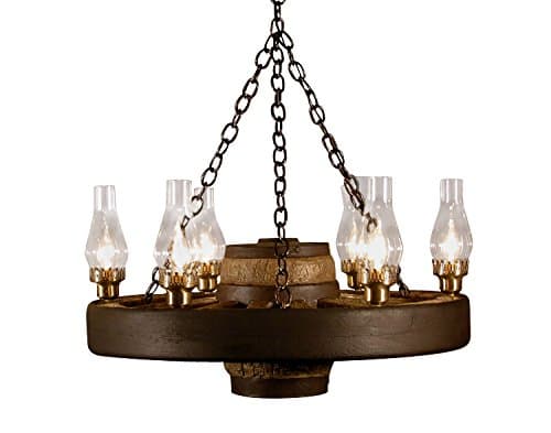 Small Wagon Wheel Chandelier Chimney Lights
