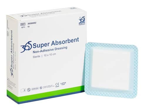 365 Super Absorbent Dressing 10 x 10 cm - Pack of 10 (Ref 36590082)