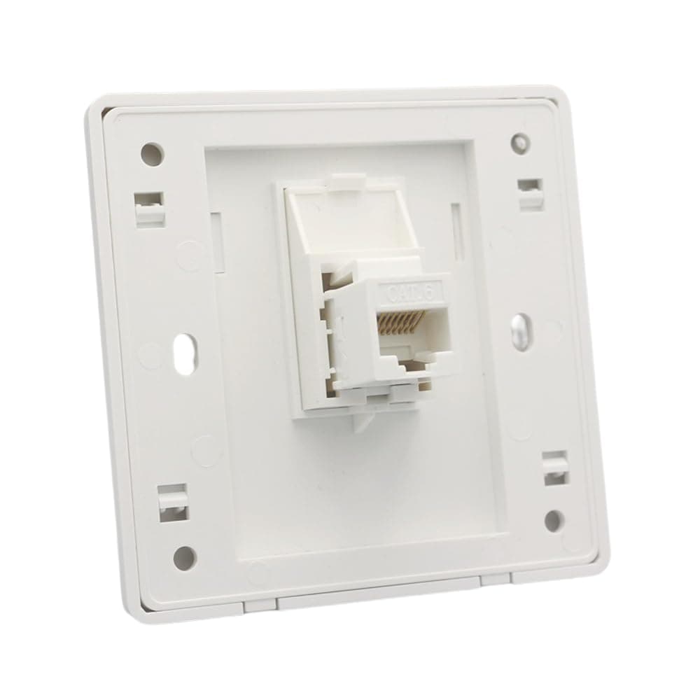 CAT6 Gigabit Network Socket, 86x86mm Ethernet RJ45 LAN Cable Faceplate Networking Port Dual-Pass Socket Box for Ethernet Cable Installation Female To Female Internet Outlet (LAN x 1, White)
