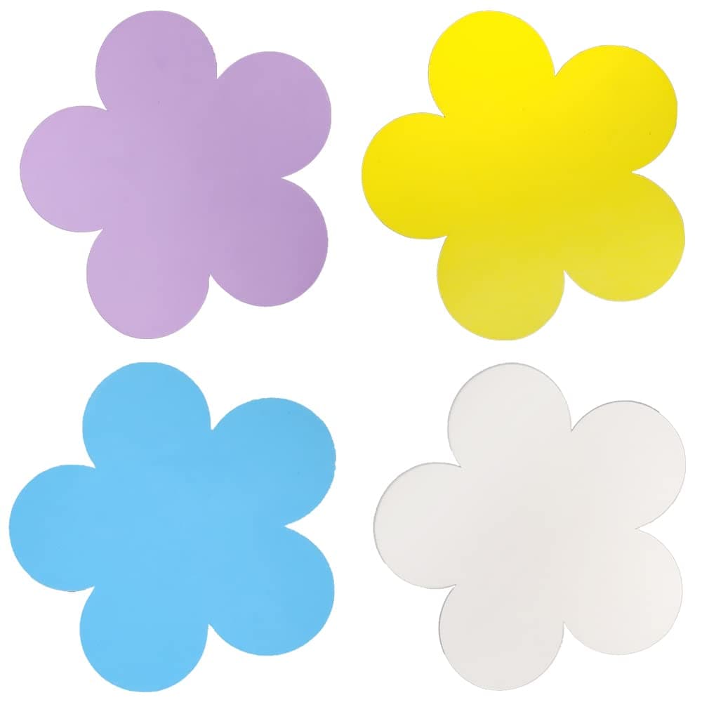 OPTEGO Daisy Foam Craft Shapes, 48/Pack, Includes 12 White, 12 Blue, 12 Yellow, 12 Lavender, for Craft Projects.