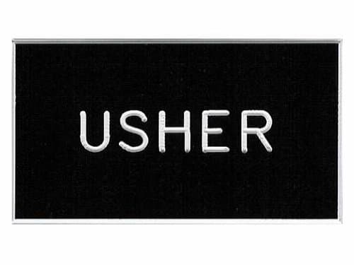 Badge-Usher-Clip Back (1-1/4 x 2-1/4) - Single