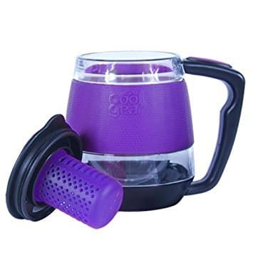 Cool Gear 11oz Tea Infuser Desktop Double Wall Insulated Mug Loose Leaf or Tea Bag, BPA Free and Dishwasher Safe (Purple)
