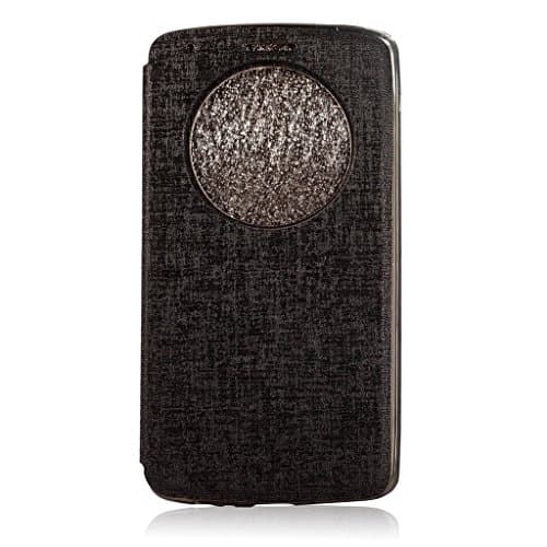 Round Black Smart Sleep/wake up S View Pu Leather Cover Case for Lg G3 Flip Smart View Cover Quick Circle View Fit for Lg G3 G3round-black