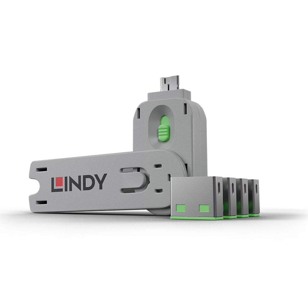 LINDY USB Port Blocker - Pack of 4 Colour Code: Green