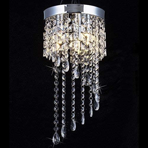 Floodoor Mini Crystal Chandelier, Embedded Mount Ceiling Light, H15.7'' x W7.9'' Modern Lighting fixtures for Dining Room, Bedroom, Stairwells, Banquet Hall.