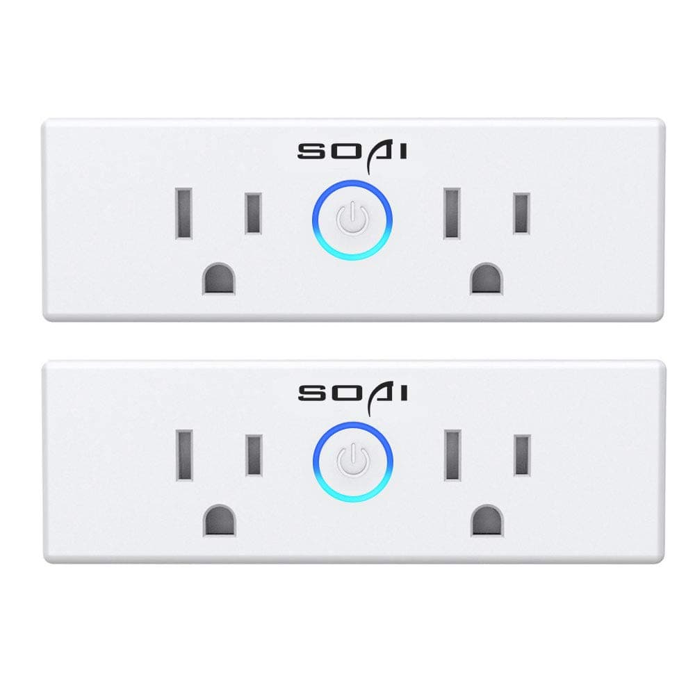 Mini Smart Socket, SOAI Wireless Outlet Wifi Plug Works for Alexa and Google Assistant & IFTTT, APP Remote Control from Anywhere, No Hub Required, Support Voice Control 110V 15A (2 pack)