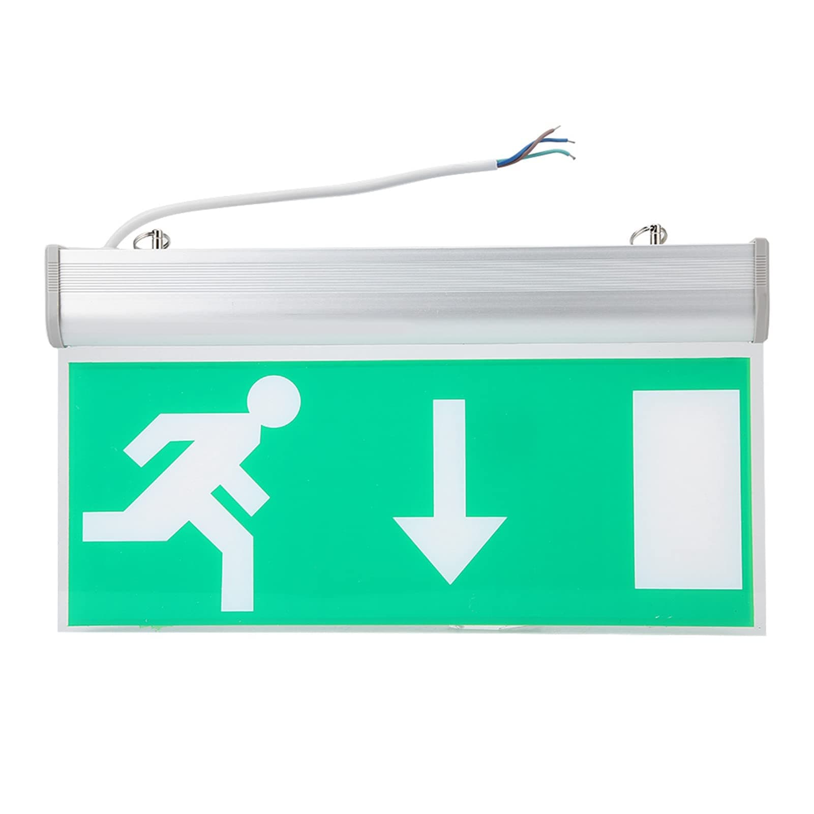 Green LED Exit Sign with Emergency Lights, Emergency Exit Lights with Automatic Voice Alarm Reminder Safety Evacuation Indicator Light for Business Supermarkets Hotels Hospitals