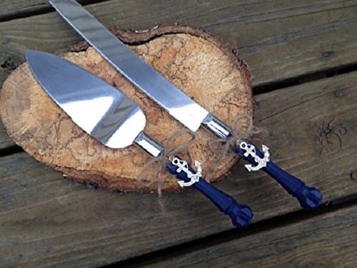 Nautical cake knife set, beach wedding cake server and knive set, Navy wedding, anchor wedding