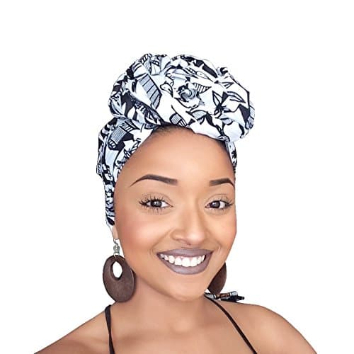 Black and White African Print Headwrap