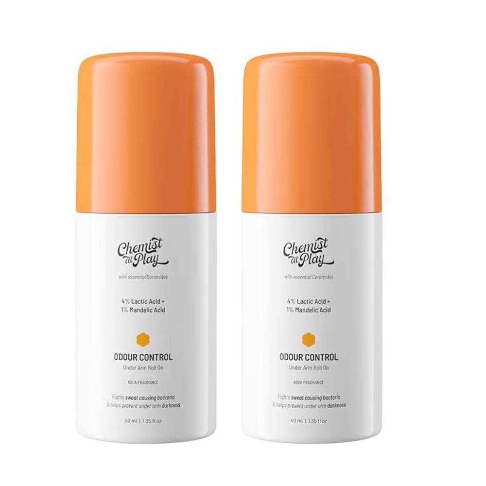 UnderArm Roll On with 5% AHA, Lactic Acid & 1% Mandelic Acid|Prevents Body Odour, Fades Pigmentation & Kills Bacteria|0% Aluminium & 0% Alcohol|Aqua Fragrance|40ml - Pack of 2
