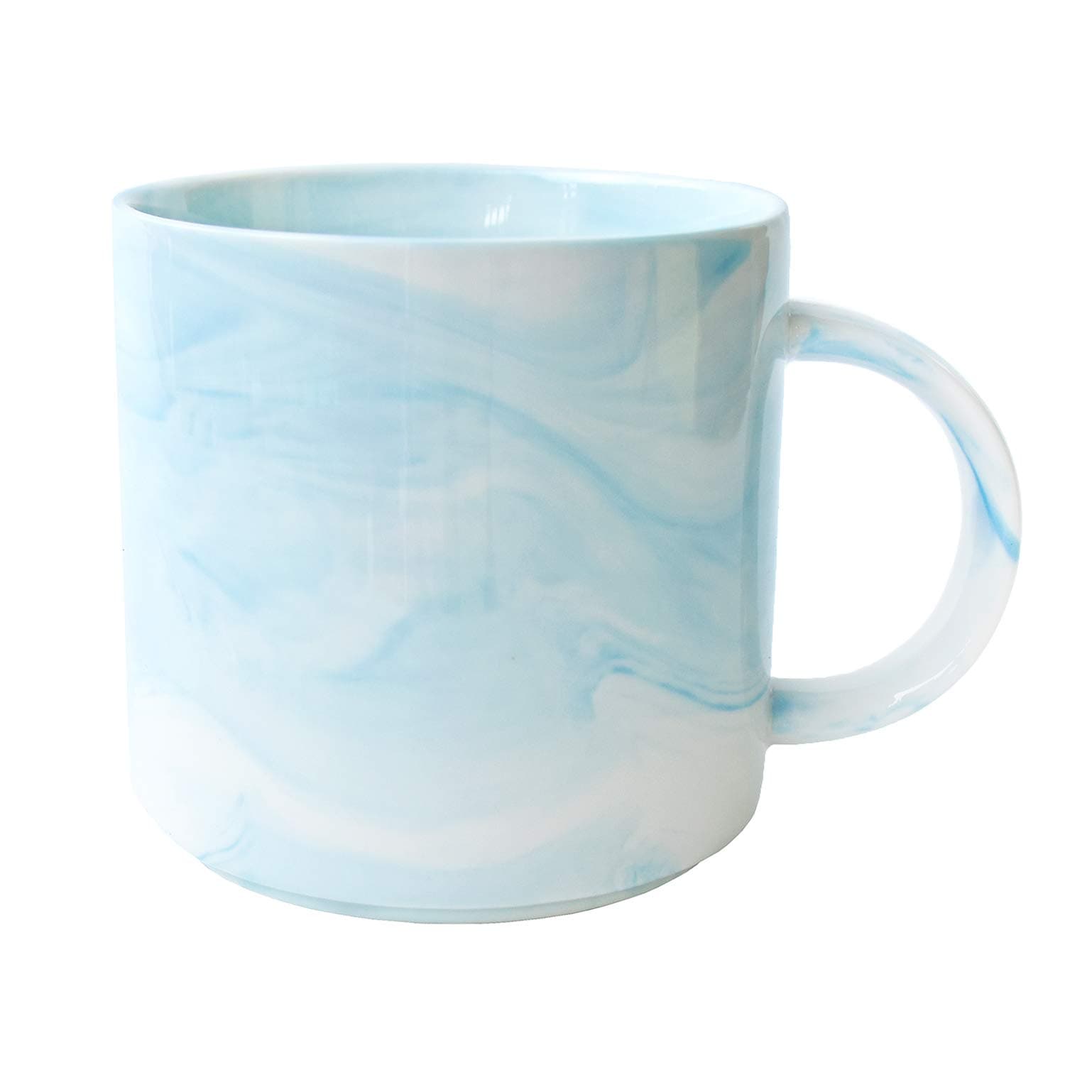 Marbling Ceramic Coffee Mug, Tea Cup for Office and Home, 13 Oz, Dishwasher and Microwave Safe (Blue, 1)