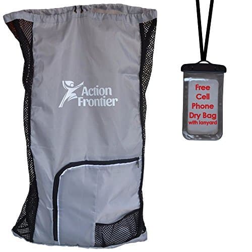 Action Frontier Swim Bag Set - Versatile Reusable Nylon-Mesh Drawstring Backpacks for Sports, Trips, Beaches, Exercise, and Outdoor Activities