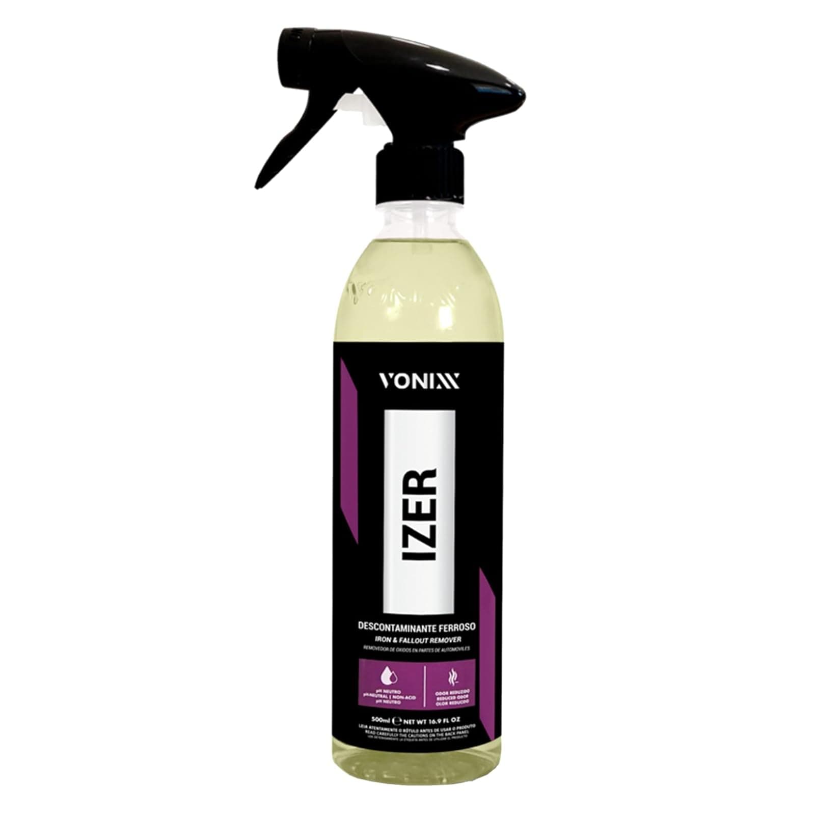 Vonixx Izer Iron Remover Spray | pH-Neutral, Non-Acidic Formula | Easy Application | Reduced Odor Formula | Keep Your Vehicle Looking Like New | Car detailing supplies | 16.9 fl oz (500 ml)