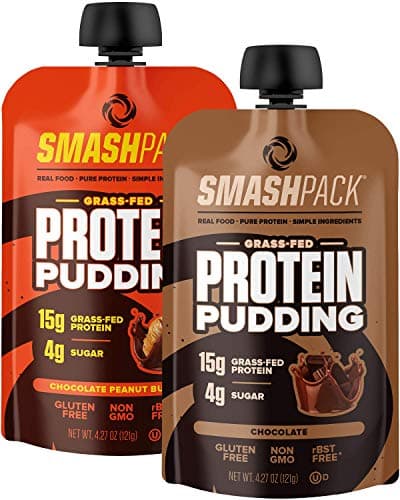 SmashPack Protein Pudding Pouch Variety Pack 12 Pack | 15g Grass-Fed Protein, 4g Sugar | Keto Friendly, Gluten Free, Soy Free, Non-GMO, Low Carb Snack, RBST Free | BPA Free Packaging | 4 oz Pouches