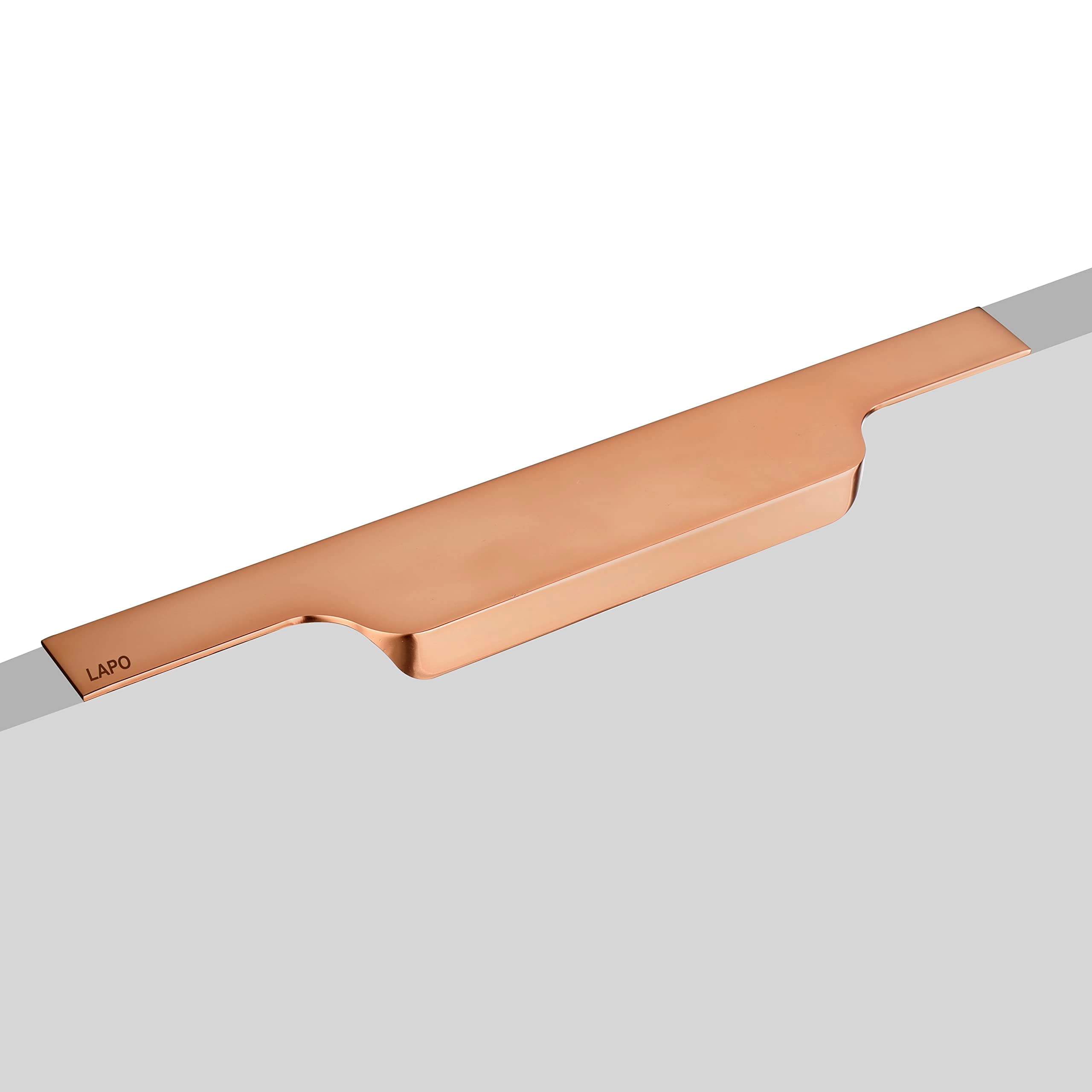 LAPO 5 Pack Exclusive 16 Inch Aluminum Kitchen Profile Handle, Drawer Handle for Kitchen, Cabinet Profile Handle, Wardrobe Pull Handle for Home, Hotel, Office (Rose Gold Finish, Pack of 5) P-002