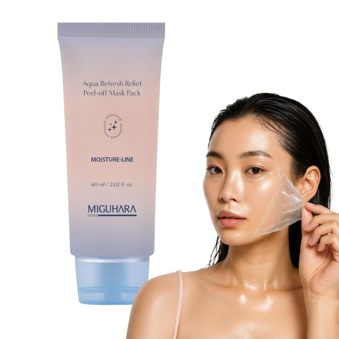 MIGUHARA Aqua Refresh Peel-Off Mask Pack, Face Mask with Lacto-PDRN, Botanical & Flower Extracts for a Fresh, Clean Feel and Smooth-Looking Skin Appearance – Korean Skincare (60ml/2.02 fl.oz.)