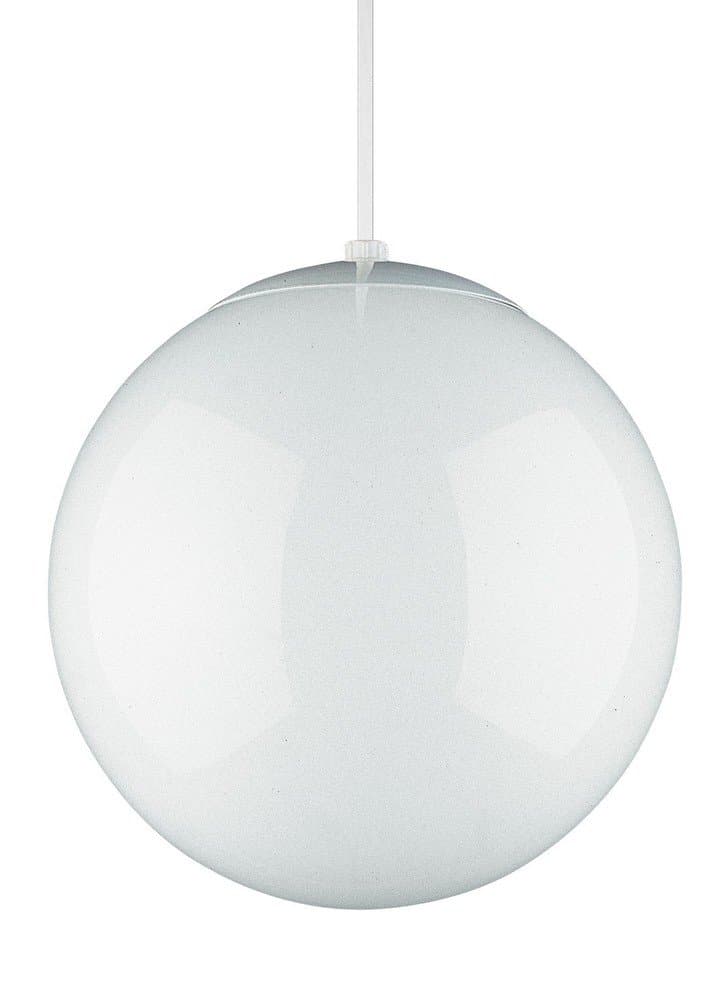 Generation Lighting 6024-15 Leo - Hanging Globe Contemporary One - Light Pendant Hanging Modern Fixture, White Finish