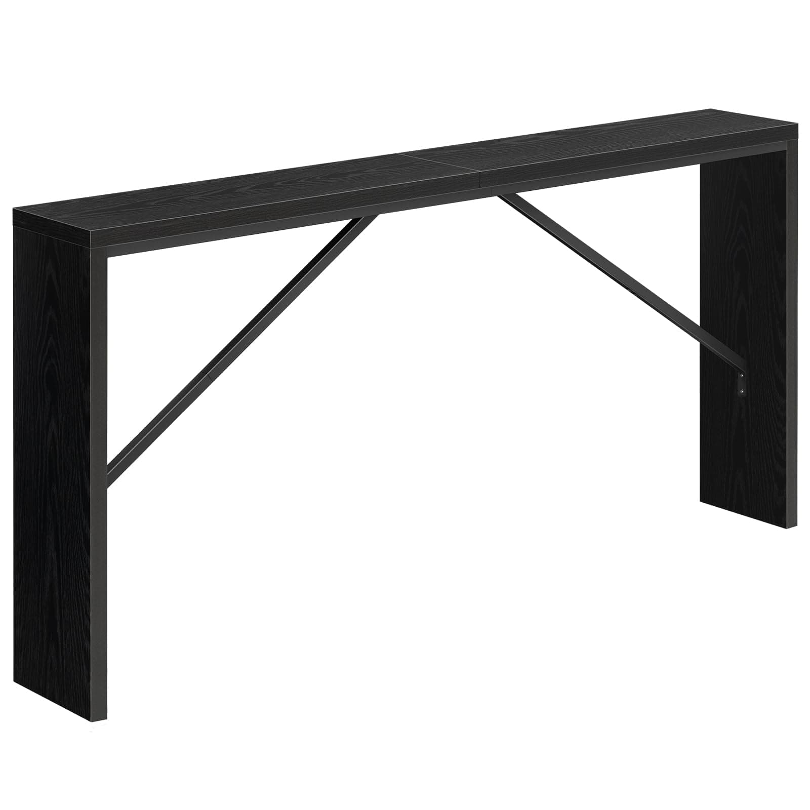 Console Table, 62.2" Long Sofa Table Behind Couch, Narrow Entryway Table, Farmhouse Dining Table with Angled Metal Frame, Industrial Console Table for Entryway, Black CTHB15801