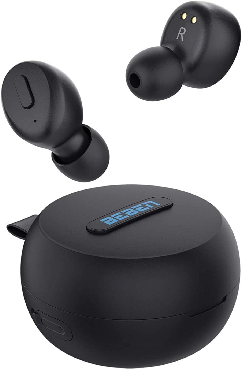 True Wireless Earbuds, BEBEN 5H Continuous 25H Cyclic Playtime IP68 Waterproof 5.0 Wireless Bluetooth Earbuds with Wireless Charging Case, Binaural Stereo Earbuds with Mic and Volume Control