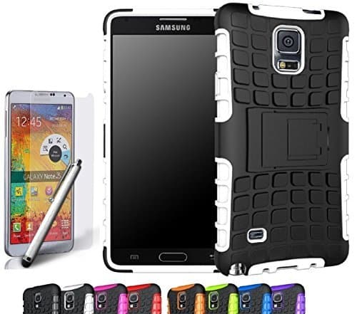 Galaxy Note 4 Case, CINEYO(TM) Heavy Duty Rugged Dual Layer Case with Kickstand (Samsung Galaxy Note 4 case Black) (White)