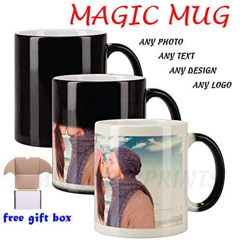 Personalised Magic Mug Cup Heat Colour Changing Custom Photo Text Logo Design UK