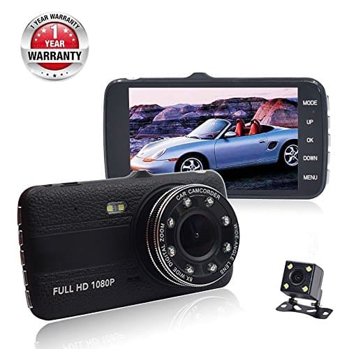 Car Dash Cam Front and Rear Full HD 1080P Dash Camera Car DVR Dashboard Camera Recorder with 4 inch LCD Night Vision Loop Recording Parking Mode G-Sensor