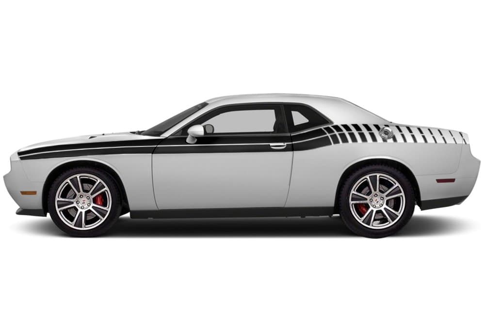 Factory Crafts Gradient Stripe Graphics Kit 3M Vinyl Decal Wrap Compatible with Dodge Challenger 2011-2018 - Matte Black