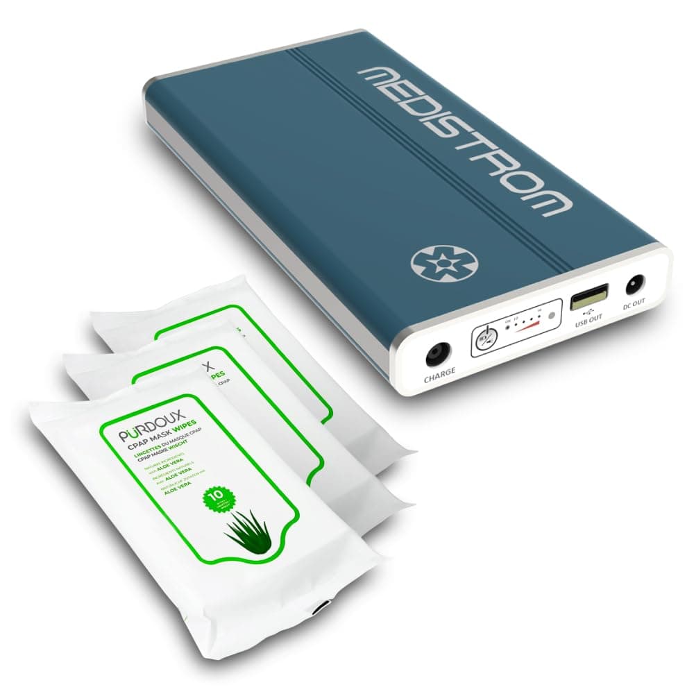 Bundle: Medistrom Pilot 24 Lite with 3 Pack Travel CPAP Wipes - 95Wh CPAP Battery Backup Power Supply for CPAP Machine - Camping Power Bank - Lightweight Portable Battery - TSA Approved CPAP Battery