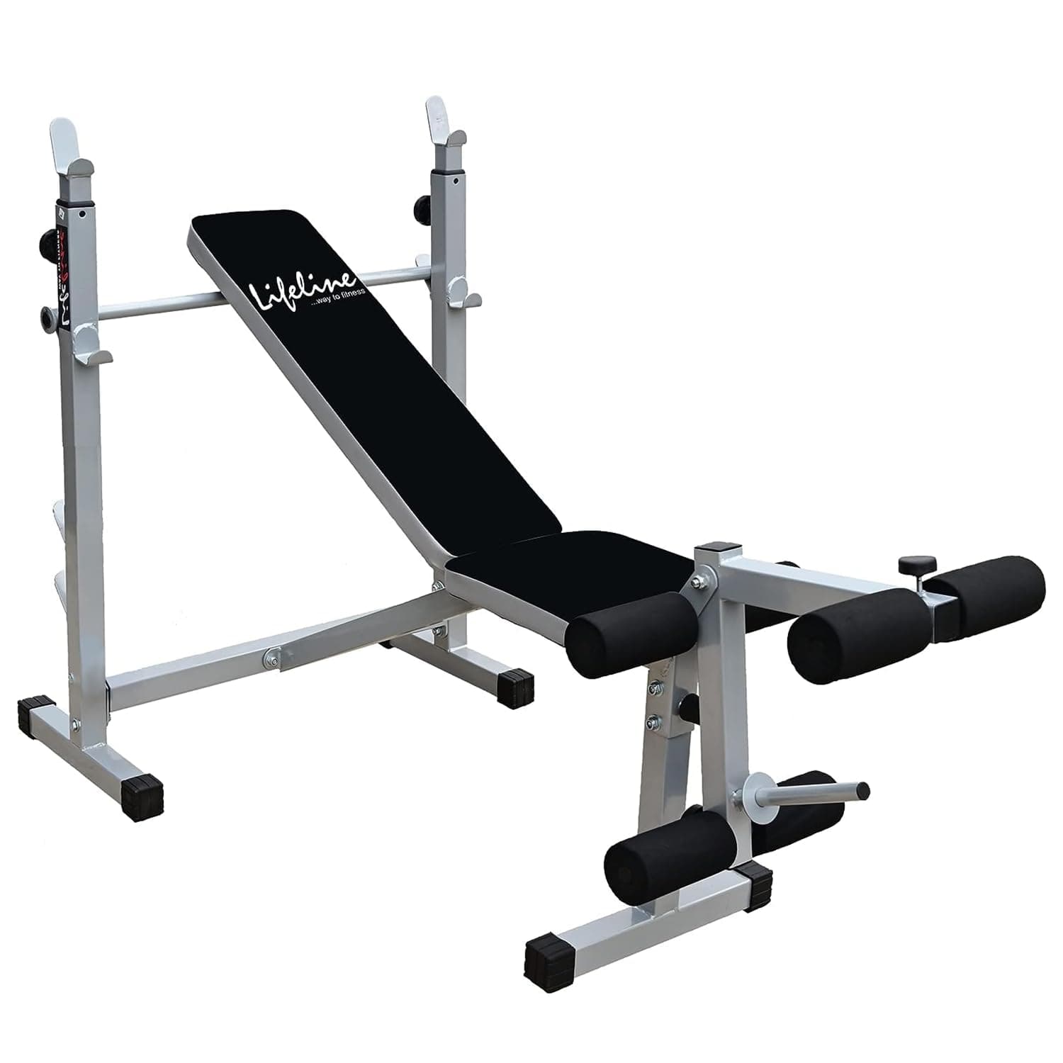 Life Line Multi Adjustable Weight Bench With Leg Curl, Leg Extension & Barbell Rack for Full Body Workout Bench, Strength Training Home Gym Equipment, LB-305 Gym Bench for Home