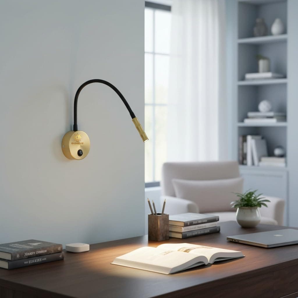 Sirius 3 Watts Spring LED Wall Spot Light Pencil Slim Shape for Reading Bedside, Bedroom - Warm White (Black Gold)