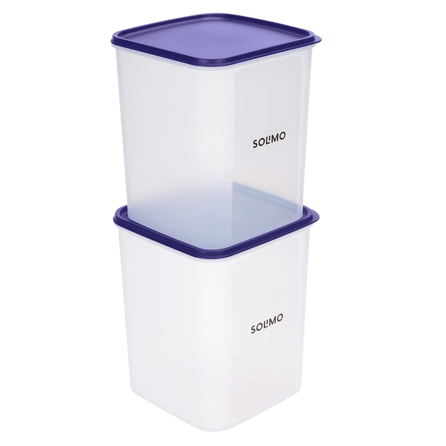 - Amazon Brand - Solimo Square Modular Plastic Storage Container| Airtight | BPA-Free | Set of 2 | 5.5 L (Blue)