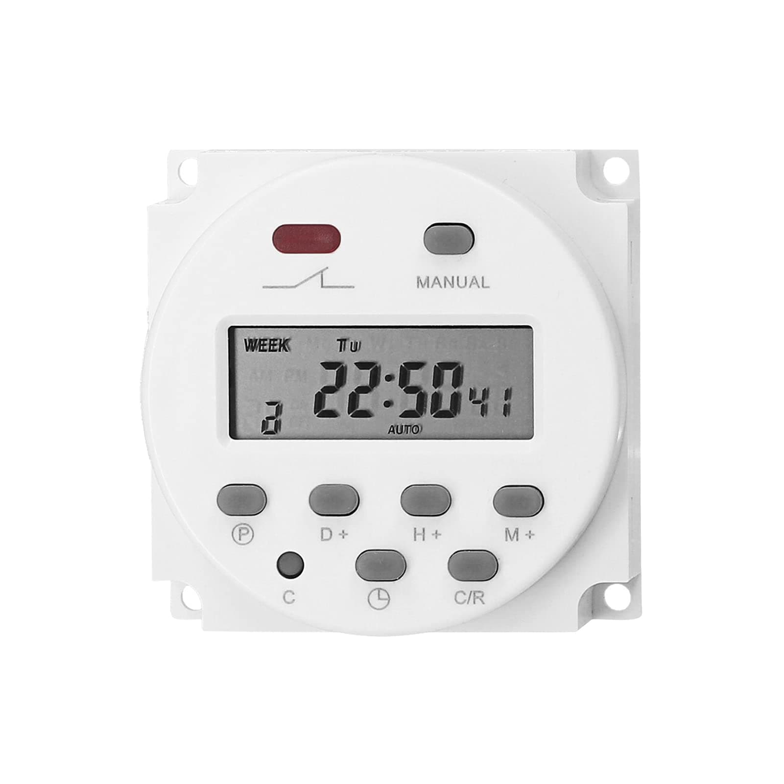 Sunydog Weekly Programmable Digital Timer Switch Panel Mounted Electrical Timer 16 Independent ON/Off Programs for Home Office Lights Fans TV Kitchen Appliances