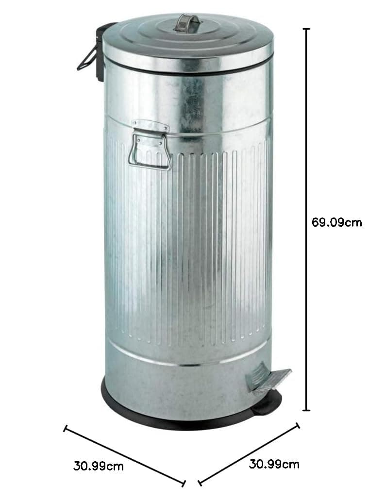 Retro Garbage Can, Metal Trash Bin Easy-Close, Trash Can with Lid , Matt, Capacity 7.93 Gal, Dimensions 12.2 x 27.17 x 12.2 in