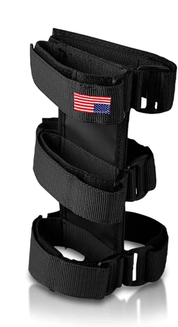 Miytsya 1 PC Fire-Extinguisher Holder Adjustable Roll Bar, Jeep Wrangler Roll Bar Fire Extinguisher Strap, American Flag Pattern, Universal for Jeep Wrangler 1965-2022 JK JKU TJ CJ Gladiator (Black)