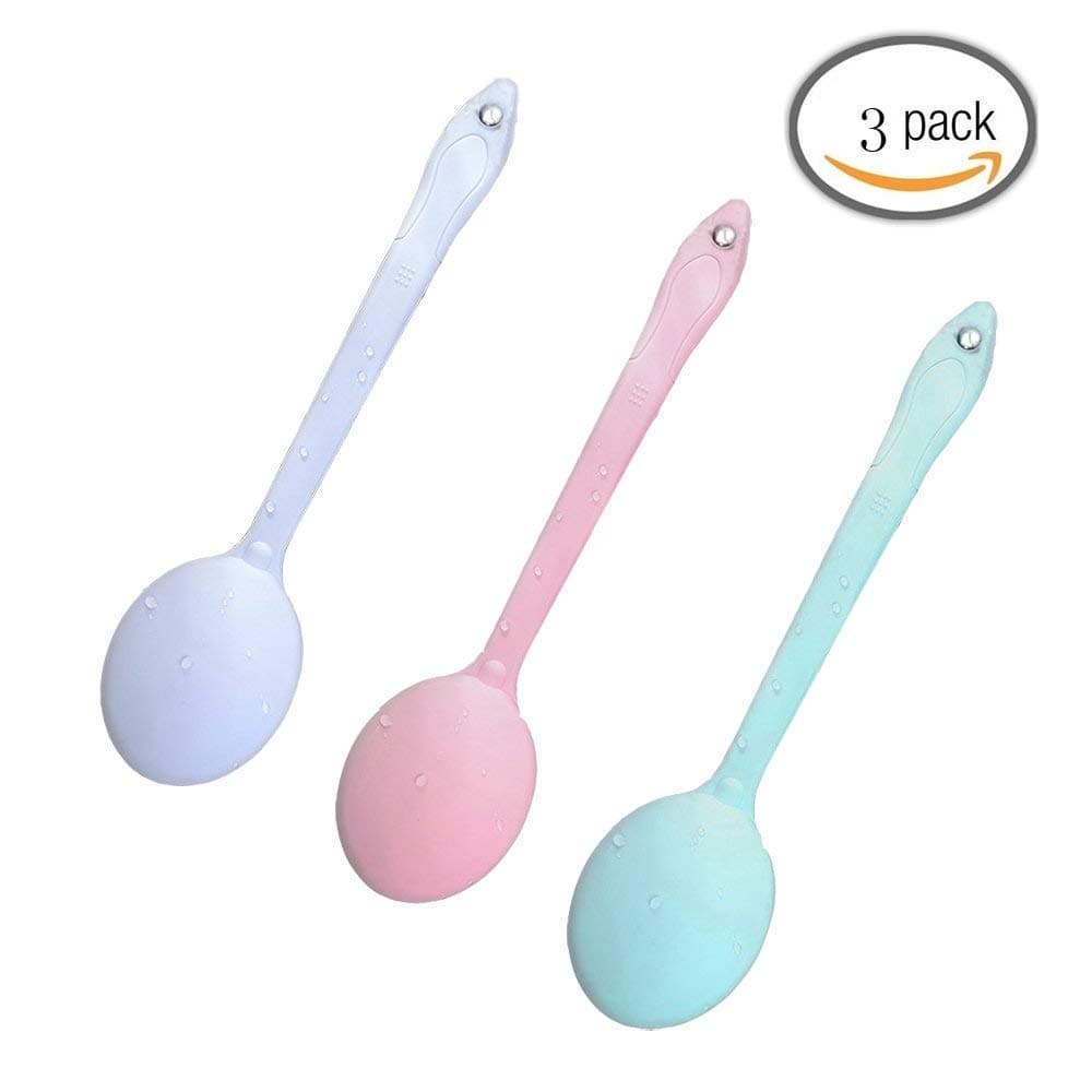 Loneyshow Long Handle Bath Body Brush Exfoliating Back Brush Bristle Shower Scrubber–3 Pack (purple,Pink,green)