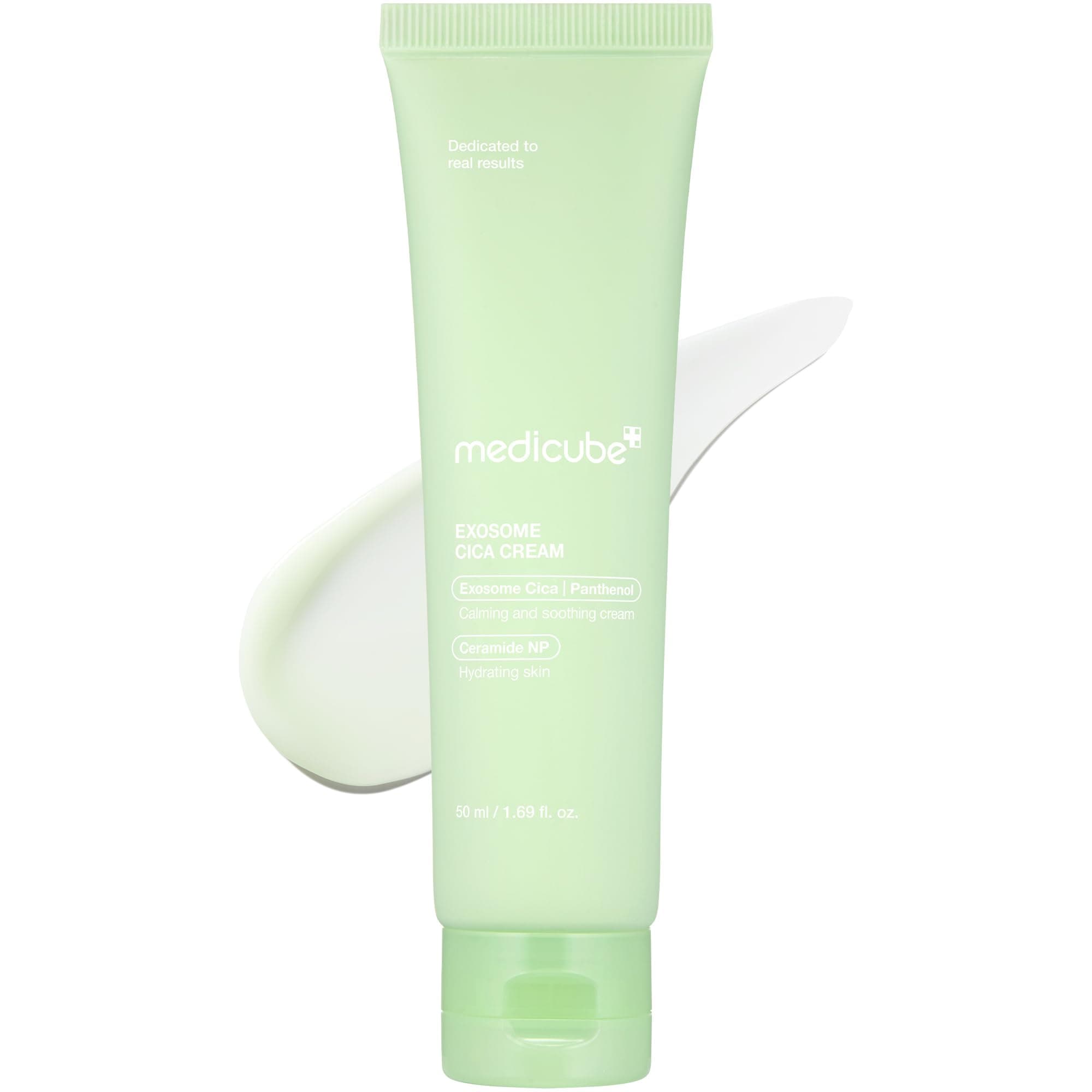 medicube Exosome Cica Tea Tree Cream for Sensitive Skin with Centella Asiatica help reduce redness and breakouts. | Low-irritating, Moisturizing Daily Texture Care | Korean Skincare | 1.7 fl oz